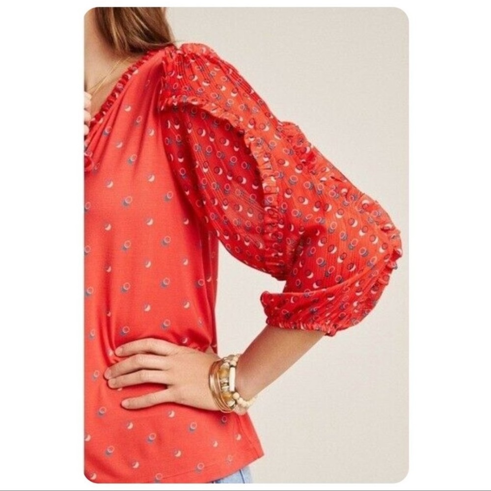 Anthropologie Maeve red blouse - Picture 4 of 7